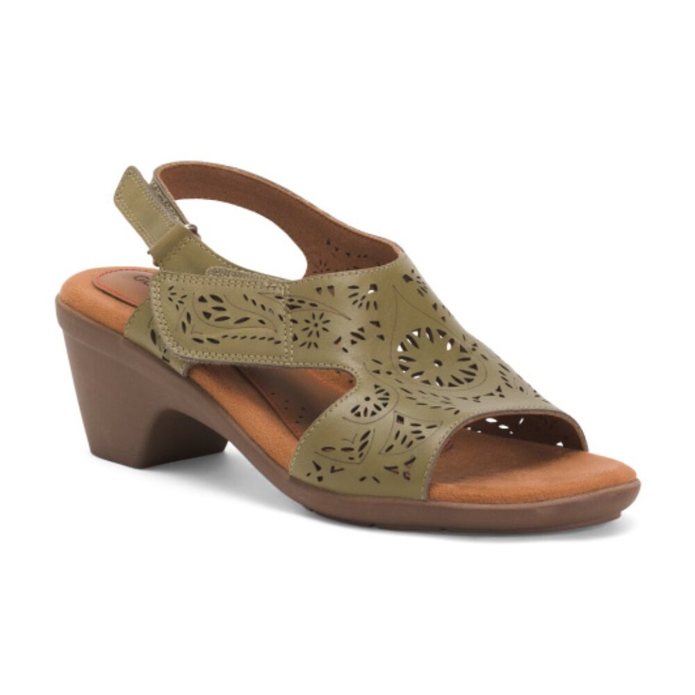 COBB HILL ROCKPORT Leather Corria Heeled Comfort Sandals